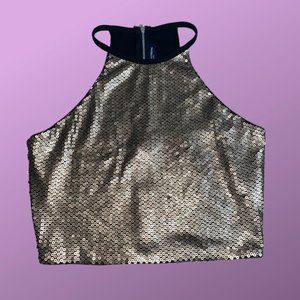 Sequin Zip-Up Crop Top